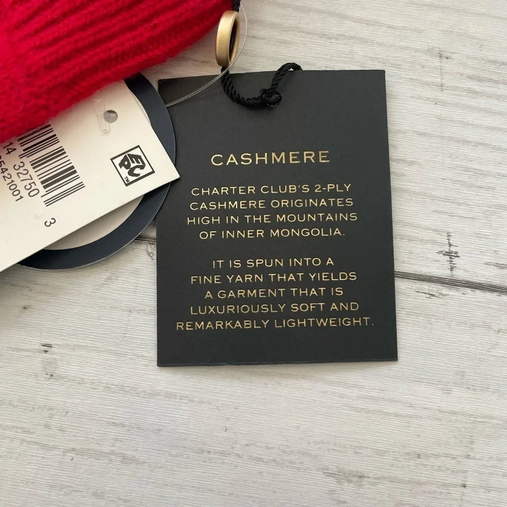 Touch Screen Compatible Gloves Charter Club 100% Cashmere Red One-Size NWT - Picture 7 of 11